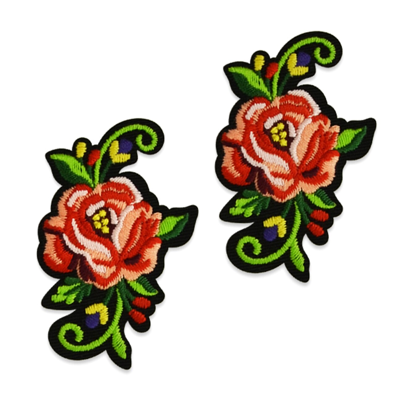 Regina Rose Embroidered Iron-On Patch Applique/Patch 2 Pack 1 7/8" x 1 1/4"
